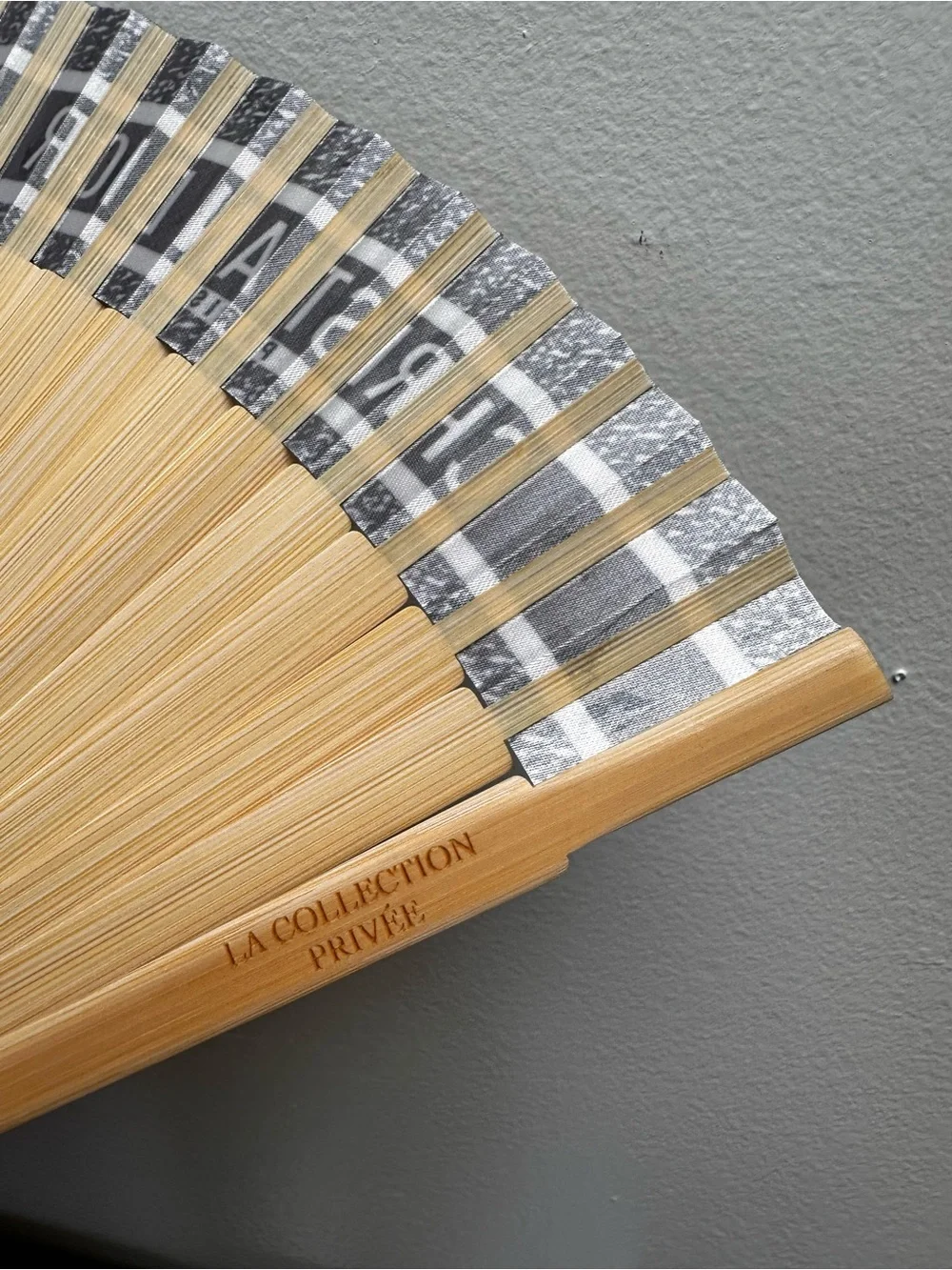 Christian Dior Riviera Black and Beige Bamboo Folding Wall Fan with CD trim